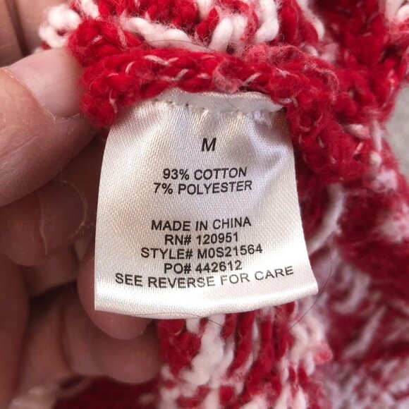 Hippie Rose Women's Sweater Medium Holiday Red Knit Hooded Nordic Fair Isle Y2K - Picture 4 of 10